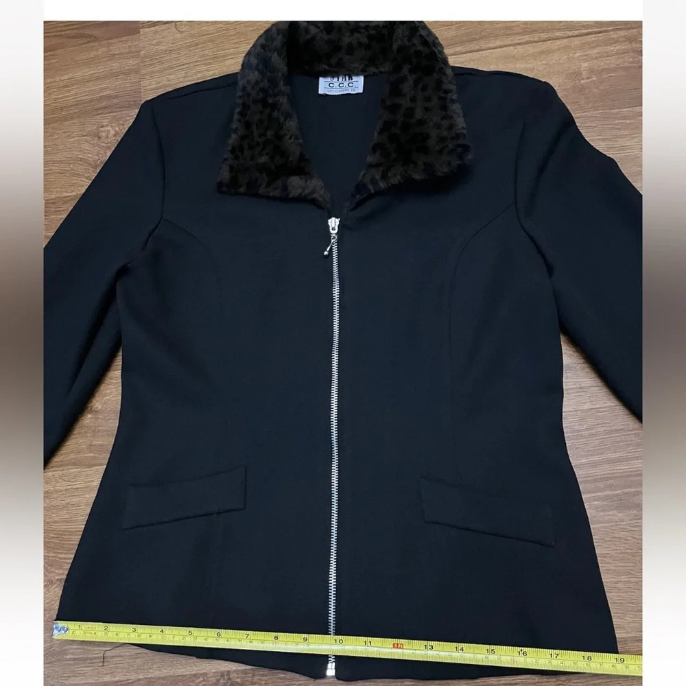 Womens Star C.C.C. City Clothing Company Zip Up Faux Fur Jacket Y2K 1990s Vintag